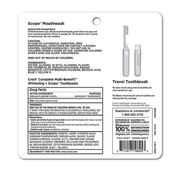 Crest Dental Travel Kit Toothbrush Toothpaste Mouthwash - Picture 2 of 2